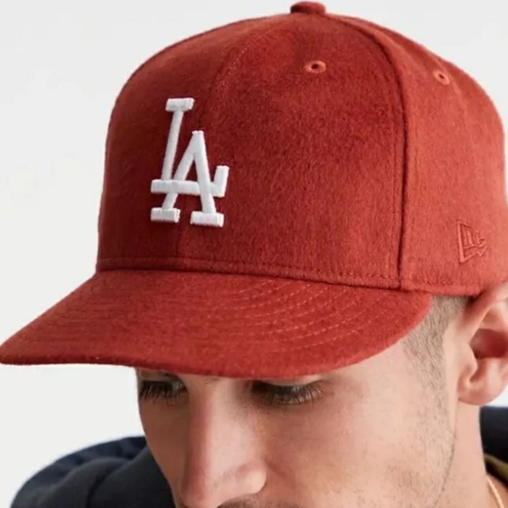 Urban Outfitters LA Dodgers Fitted Hat 7 1/8 Wool Blend-Burnt Orange-New Era-New